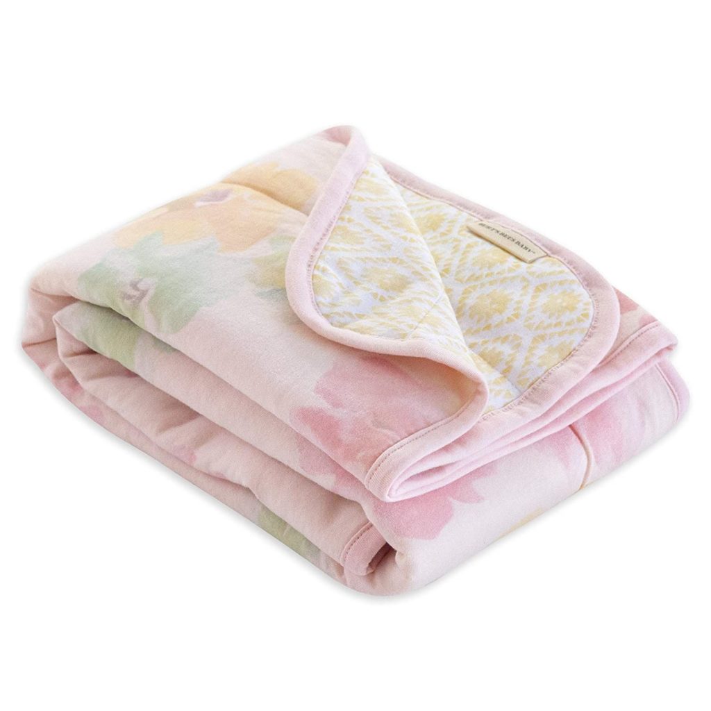 stroller blanket soft pink colored folded baby blanket