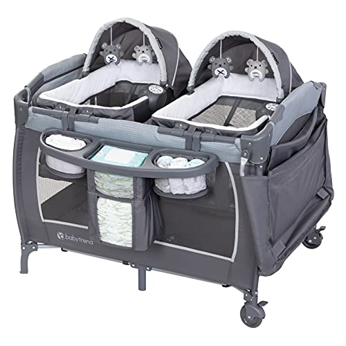 Baby Trend Lil' Snooze Deluxe III for Twins, Cozy Grey Baby Trend Lil' Snooze Deluxe III for Twins, Cozy Grey