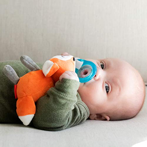 Nuby Soft Plush Pacifinder with Detachable Silicone Pacifier: 0-6 Months, Fox, Natural Cherry Shape, Orange, one Size (Pack of 4) Nuby Soft Plush Pacifinder with Detachable Silicone Pacifier: 0-6 Months, Fox, Natural Cherry Shape, Orange, one Size (Pack of 4)