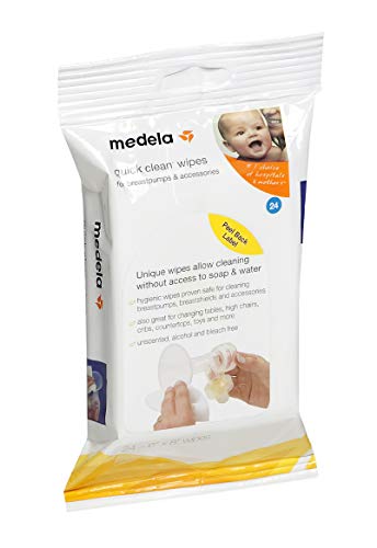 Medela Quick Clean Breast Pump and Accessory Wipes, 24 Count Resealable Pack, Convenient and Hygienic On the Go Cleaning for Tables, Countertops, Chairs, and More Medela Quick Clean Breast Pump and Accessory Wipes, 24 Count Resealable Pack, Convenient and Hygienic On the Go Cleaning for Tables, Countertops, Chairs, and More