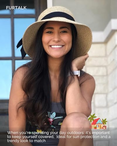 FURTALK Womens Beach Sun Straw Hat UV UPF50 Travel Foldable Brim Summer UV Hat Mixed Beige FURTALK Womens Beach Sun Straw Hat UV UPF50 Travel Foldable Brim Summer UV Hat Mixed Beige