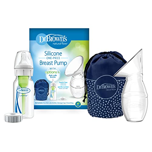 Dr. Brown's 100% Silicone One-Piece Breast Pump,Hands-Free Breast Milk Collector with Anti-Colic Options+ Baby Bottle (4 oz/120 mL),Level 1 Nipple,Travel Lid and Travel Bag Dr. Brown's 100% Silicone One-Piece Breast Pump,Hands-Free Breast Milk Collector with Anti-Colic Options+ Baby Bottle (4 oz/120 mL),Level 1 Nipple,Travel Lid and Travel Bag