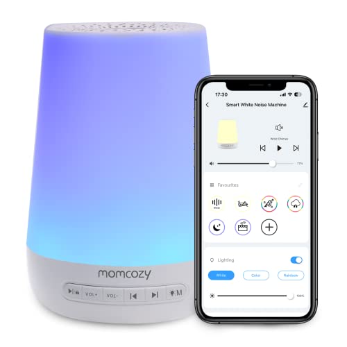 Baby Sound Machine, Momcozy White Noise Machine for Baby Sleeping with Night Light, Toddler Sleep Trainer with 34 Soothing Sounds, Timer, App Remote Control, Personal Sleep Routine (Blue) Baby Sound Machine, Momcozy White Noise Machine for Baby Sleeping with Night Light, Toddler Sleep Trainer with 34 Soothing Sounds, Timer, App Remote Control, Personal Sleep Routine (Blue)