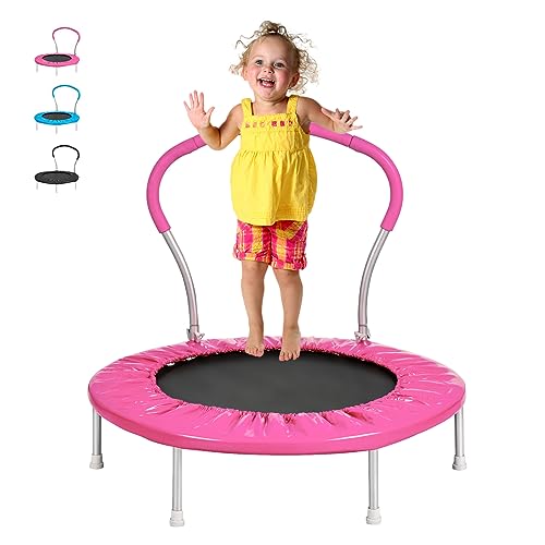 Lyromix 36Inch Kids Trampoline for Toddlers with Handle, Indoor Mini Trampoline for Kids, Small Rebounder Trampoline, Adult Fitness Trampoline for Indoor and Outdoor Use, Bright Pink Lyromix 36Inch Kids Trampoline for Toddlers with Handle, Indoor Mini Trampoline for Kids, Small Rebounder Trampoline, Adult Fitness Trampoline for Indoor and Outdoor Use, Bright Pink