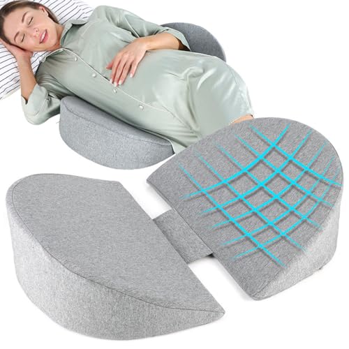 WEIKA Pregnancy Wedge Pillows for Sleeping, Memory Foam Pregnancy Body Pillow for Pregnant Women, Support for Belly, Back, Hips, Legs, Maternity Pillow with Detachable & Adjustable Pillow Cover (Grey)