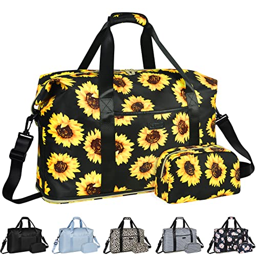 Expandable Travel Duffle Bag, Large Weekender Overnight Bags for Women Men 20.5 Inch Waterproof Carry on Shoulder Tote Bags for Hospital Maternity Mommy Gym with Toiletry Bag Sunflower Expandable Travel Duffle Bag, Large Weekender Overnight Bags for Women Men 20.5 Inch Waterproof Carry on Shoulder Tote Bags for Hospital Maternity Mommy Gym with Toiletry Bag Sunflower