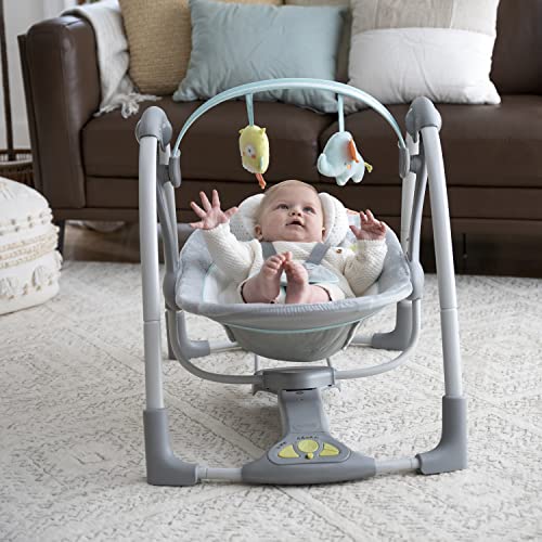 Ingenuity Swing 'n Go 5-Speed Baby Swing - Foldable, Portable, 2 Plush Toys & Sounds, 0-9 Months 6-20 lbs (Hugs & Hoots) Ingenuity Swing 'n Go 5-Speed Baby Swing - Foldable, Portable, 2 Plush Toys & Sounds, 0-9 Months 6-20 lbs (Hugs & Hoots)