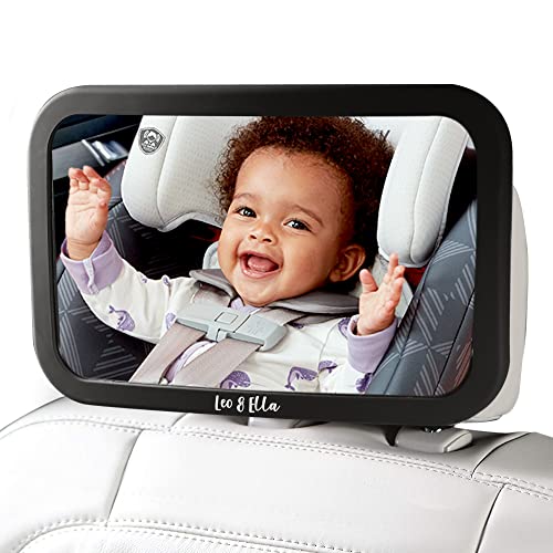 Leo&Ella Small Baby Car Mirror Safety First, Certified Crash Tested for Rear Facing Baby Car Seat Shatterproof Mirror with Adjustable Safety Mount Crystal Clear View of Newborn Leo&Ella Small Baby Car Mirror Safety First, Certified Crash Tested for Rear Facing Baby Car Seat Shatterproof Mirror with Adjustable Safety Mount Crystal Clear View of Newborn