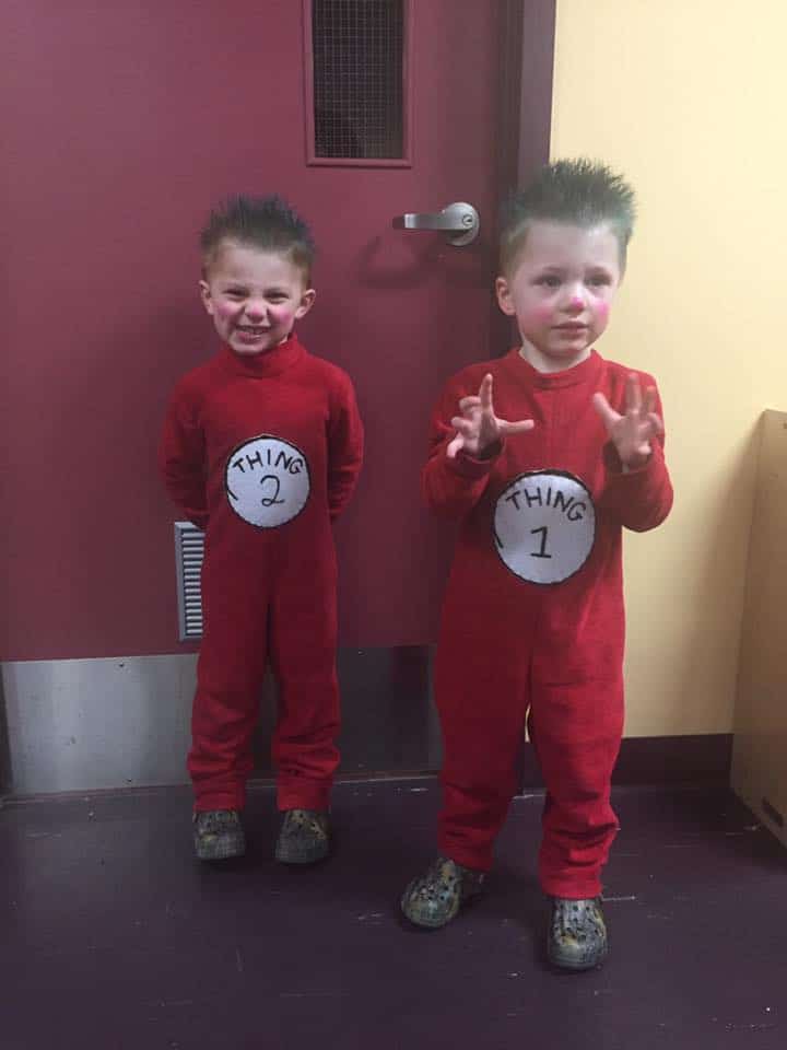 Thing 1 and Thing 2 Halloween costume for twins